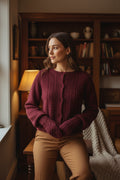 Cardigan sweater with gloves