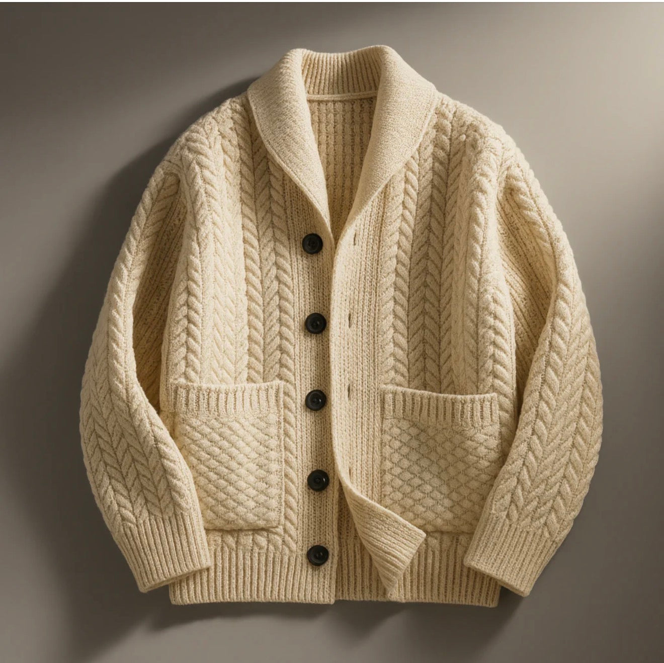 Men’s Heavyweight Chunky Knit Button-Up Cardigan